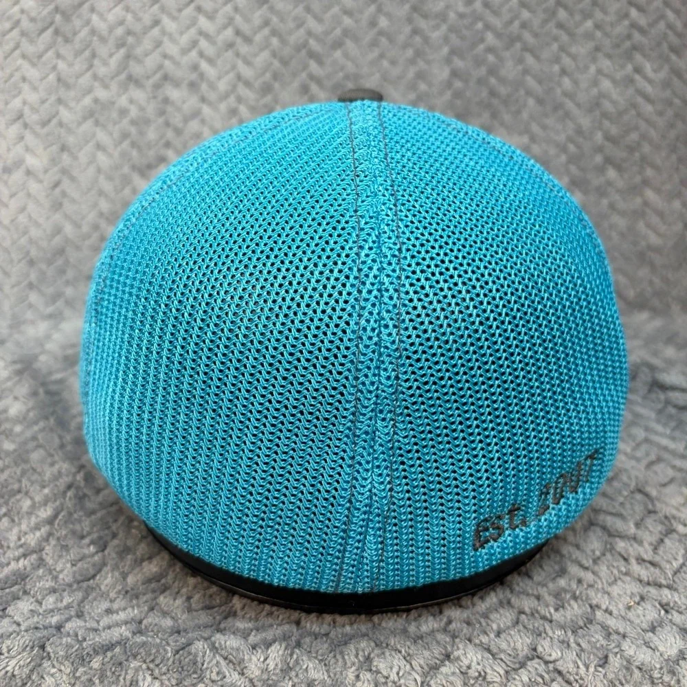 Richardson 110 Flexfit Trucker Hat Gray Turquoise Norris Est 2007 LG/XL Cap